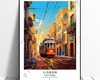 Lisbon Travel Print Colourful Lisbon Poster Lisbon Print Minimalist Lisbon Portugal Wall Art Lisbon Home Décor Wall Hanging Art Gift Poster