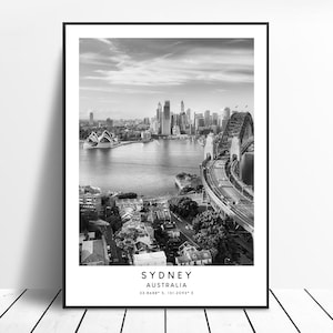 Sydney Travel Print Sydney Poster Sydney Wall Art Sydney City Print Sydney Australia Harbour Bridge Art Black and White Sydney Print Gift