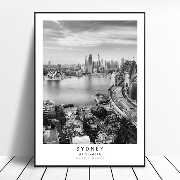 Australia Black and White Print Etsy