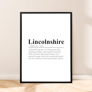 Lincolnshire England Druck Wörterbuch Lincolnshire Reise-Druck Wandkunst Lincolnshire Wandposter Minimalistisches Lincolnshire Dekor Geschenk