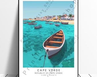 Cape Verde Coastal Art Print Minimalist Island Travel Poster Gift