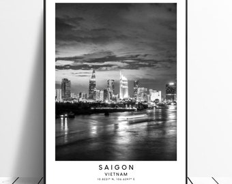Saigon Travel Print Black and White Saigon City Poster Ho Chi Minh City Print Saigon Wall Art Minimalist Saigon Vietnam Poster Gift