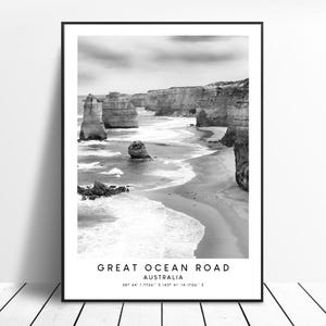 Australien Great Ocean Road Druck Australien Poster Minimalistischer Great Ocean Road Druck Schwarz Weiß Australien Wand Kunst Australien Geschenk Print