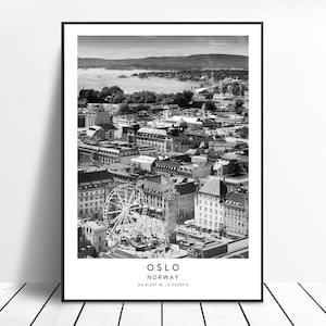 Oslo Travel Print Oslo City Print Oslo Poster Oslo Norway Wall Art Black and White Oslo Wall Décor Oslo Gift Print