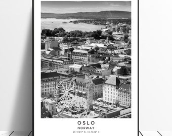 Oslo Travel Print Oslo City Print Oslo Poster Oslo Norway Wall Art Black and White Oslo Wall Décor Oslo Gift Print