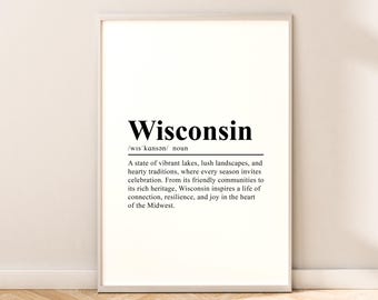 Wisconsin Travel Print Wall Art Wisconsin Print Wall Hanging Wisconsin US State Poster Minimalist Wisconsin Wall Print Décor Wisconsin Gift