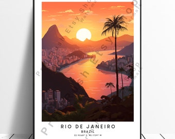 Rio de Janeiro Podróż Drukuj Dekoracje ścienne Plakat Rio Rio Wall Art Rio de Janeiro Drukuj Dekoracje ścienne Rio De Janeiro Wiszące ściany Rio Brazylia Drukuj
