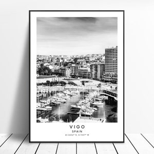 Vigo Reisedruck Schwarz-Weiß Vigo Poster Minimalist Vigo Spanien Wandkunst Vigo Wanddruck Vigo Kunst Dekor Vigo Stadt Geschenkdruck