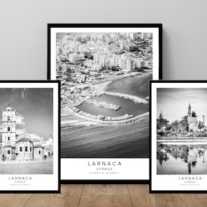 Larnaca Travel Print Larnaca City Wall Art Black and White Larnaca Poster Minimalist Larnaca Cyprus Art Print Larnaca Wall Print