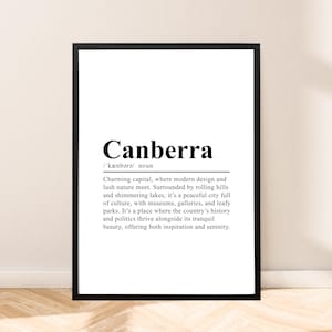 Canberra Australia Travel Print Dictionary Print Canberra Poster Wall Décor Canberra Print Canberra Wall Poster Wall Quote Home Decor Gift