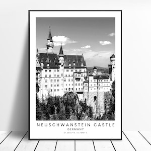Neuschwanstein Castle Germany Print Neuschwanstein Castle Landmark Poster Minimalist Neuschwanstein Castle Wall Art Décor Gift Print