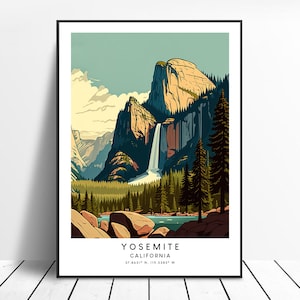 Yosemite Travel Print Colourful Yosemite Poster Abstract Yosemite Print Minimalist Yosemite Wall Art Yosemite  Art Print Yosemite Gift Print