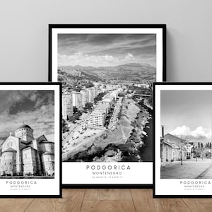 Podgorica Reise-Druck Podgorica Wandkunst Schwarz-weißes Podgorica-Poster Minimalistischer Podgorica-Montenegro Kunstdruck Podgorica Geschenk Poster