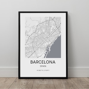 Barcelona Map Print Barcelona Map Poster Minimalist Barcelona Print Barcelona Wall Art  Barcelona Travel Print Barcelona Gift Art