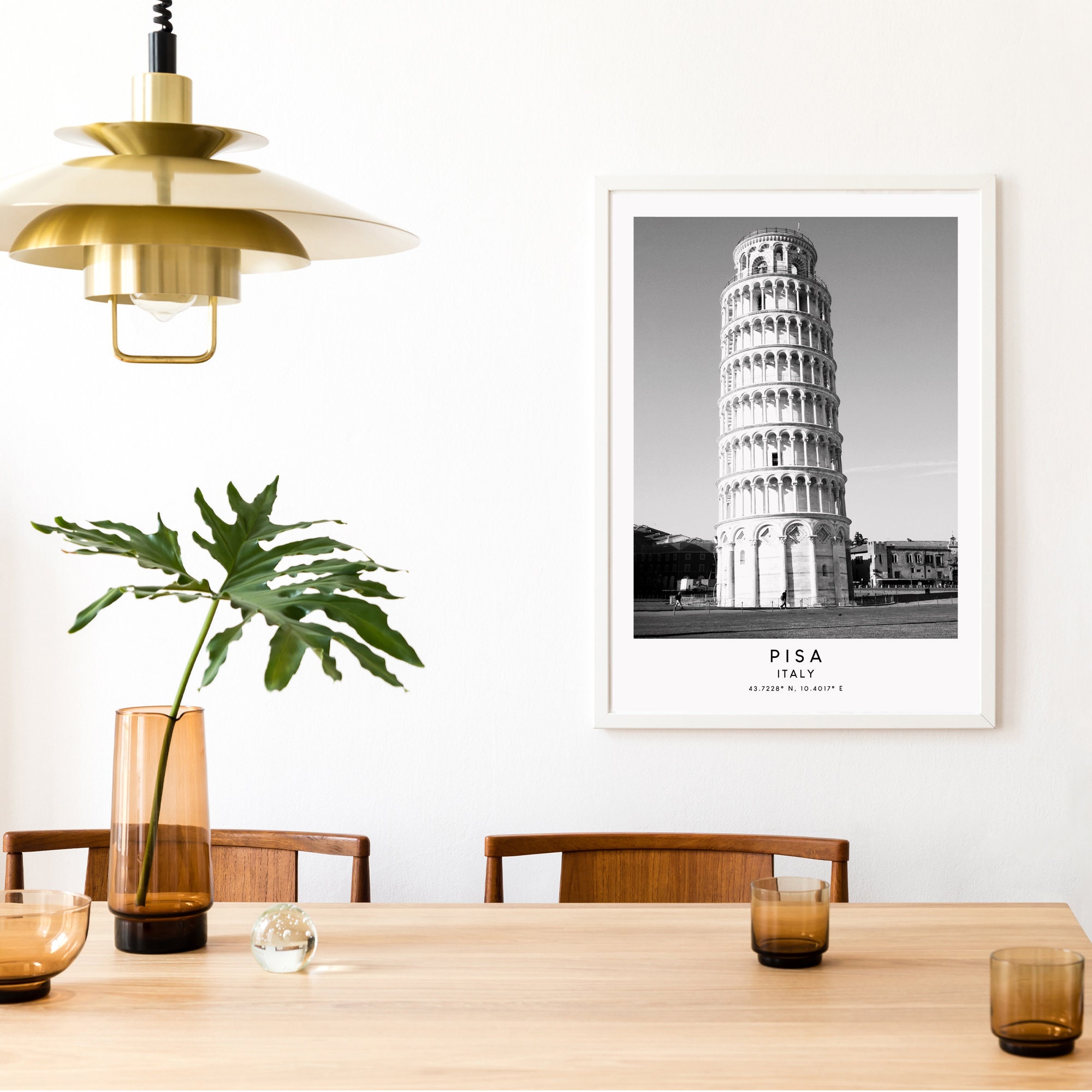 Pisa Italien Druck Schwarz Pisa Reisekunst Pisa Pisa Druck weiß Stadt Geschenk Pisa Pisa Sehenswürdigkeit Poster Schiefer Turm Wandkunst