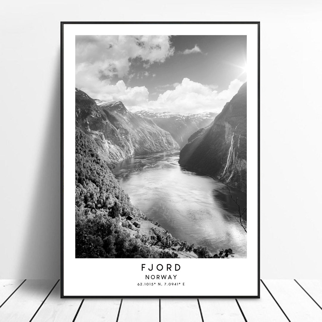 Fresh Look at Norway Travel Print Fjord Wall Art Minimalist Norway Fjord Art