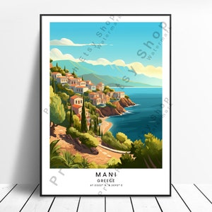 Mani Península Impressão Colorida Mani Poster Mani Impressão de Parede Mani Arte de Parede Mani Grécia Impressão de Viagem Presente de Suspensão de Parede