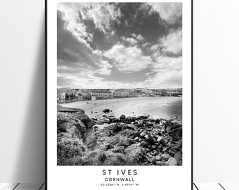 Impresión de St Ives Cornwall Arte de pared de St Ives Impresión de arte minimalista de St Ives Póster de St Ives Impresión de pared de St Ives Decoración artística de St Ives Impresión de regalo de St Ives