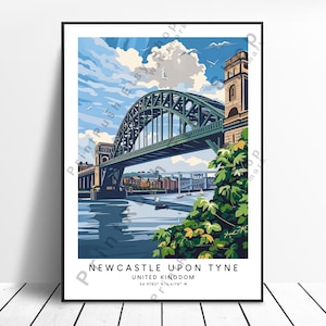 Newcastle upon Tyne Print Newcastle Poster Wall Hanging Newcastle upon Tyne Print Wall Art Newcastle Travel Poster Home Decor Colourful Gift