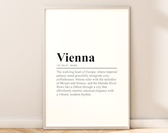 Vienna Definition Print Vienna Travel Poster Vienna Wall Art Vienna Wall Print Minimalist Vienna Poster Vienna Home Décor Vienna Print Gift