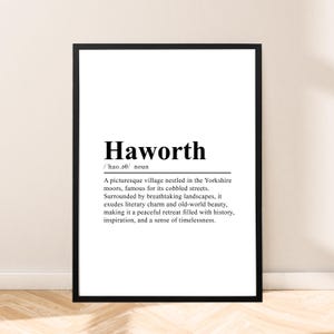 Haworth Cytat Drukuj Haworth Plakat ścienny Haworth Drukuj Haworth Sztuka ścienna Haworth Plakat podróżniczy Haworth Minimalistyczny Wydruk definicji Haworth Anglia