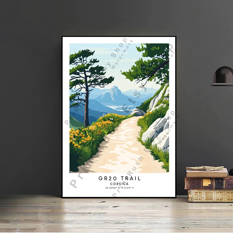 GR20 Trail Travel Print Colourful GR20 Poster Corsica Wall Art GR20