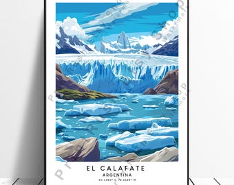 El Calafate Travel Print El Calafate Cartel El Calafate Argentina Decoración del hogar Pared colgante El Calafate Impresión Colorido Arte Regalo Cartel
