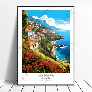 Madeira Travel Print Madeira Poster Madeira Wall Art Madeira Portugal Print Madeira Home Décor Wall Hanging Portugal Print Gift Print