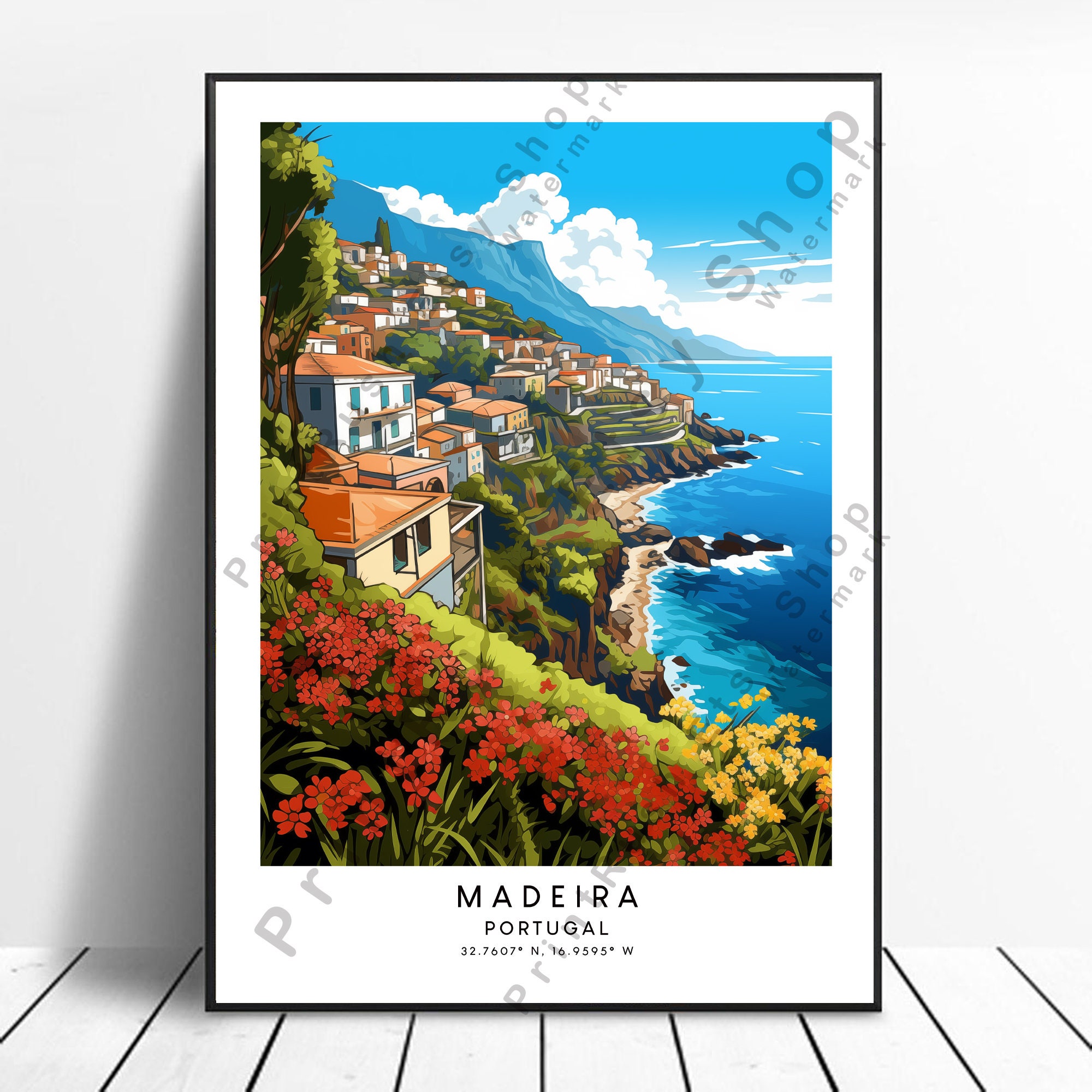 Madeira Travel Print Madeira Poster Madeira Wall Art Madeira