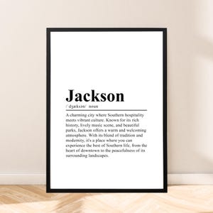 Jackson Mississippi Print Wall Quote Jackson Travel Print Wall Hanging Jackson Poster Jackson Art Home Décor Gift Definition Art Jackson USA