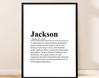 Jackson Mississippi Print Wall Quote Jackson Travel Print Wall Hanging Jackson Poster Jackson Art Home Décor Gift Definition Art Jackson USA