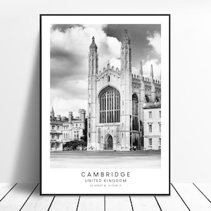 Cambridge Vereinigtes Königreich Reise Druck schwarz und weiß Cambridge City Poster Cambridge Koordinaten Druck Minimalist Cambridge Wand Kunst Geschenk