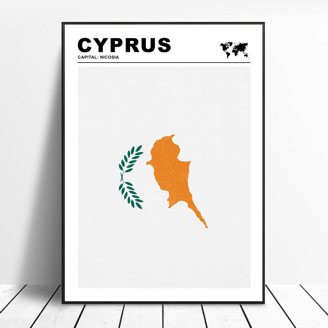 Cyprus Flag Cyprus Flag Poster Cyprus Flag Wall Art Cyprus Travel Print