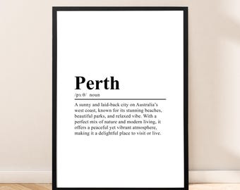 Perth Reise-Druck Lexikon Drucke Wandkunst Perth Poster Wand-Dekor Perth Druck Minimalist Perth Australien Wandplakat Wand Zitat Geschenk