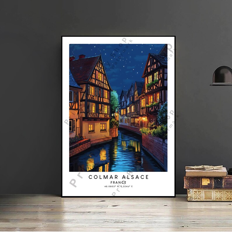 Colmar France Travel Print Colourful Colmar France Poster Wall Décor