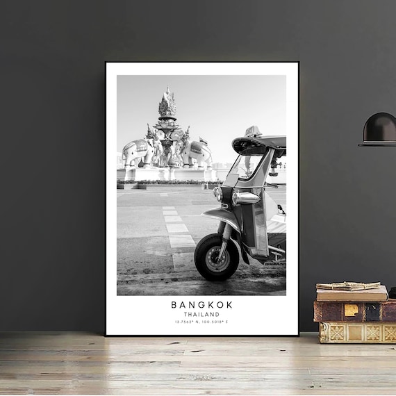 Bangkok Thailand Travel Print Black and White Bangkok Poster