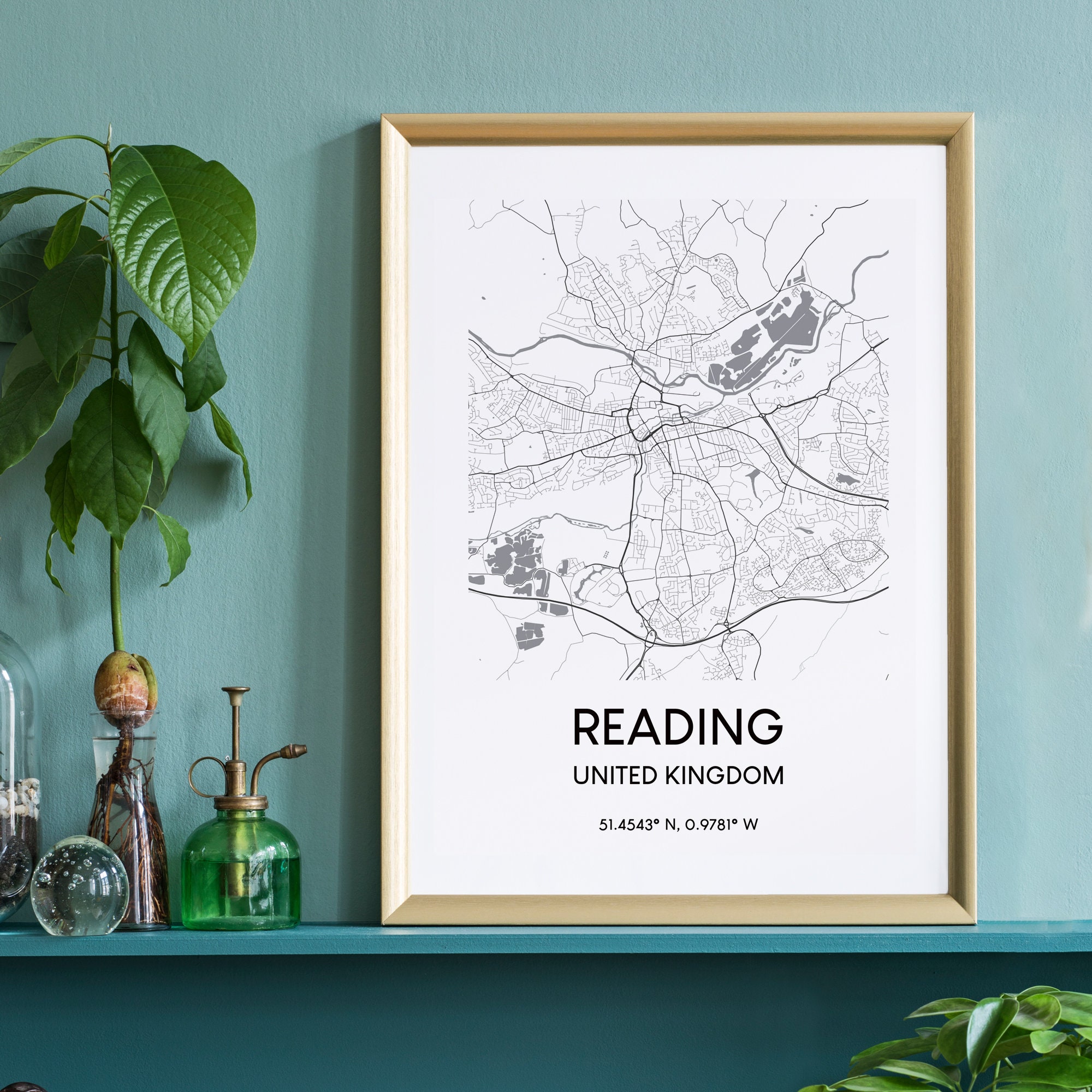 Lesen Karte Drucken Lesen Stadt Karte Wand Kunst Poster Lesen | Etsy