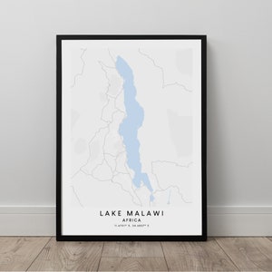 Lake Malawi Map Minimalist Lake Malawi Print Lake Malawi Wall Art Lake Malawi Travel Print Lake Malawi Map Poster Lake Malawi Gift Print