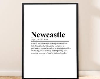 Newcastle Australia Print Wall Art Newcastle Poster Newcastle Travel Print Newcastle Wall Quote Newcastle Home Gift Dictionary Print