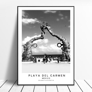 Playa del Carmen Travel Print Playa del Carmen Wall Art Playa del Carmen Print Black and White Playa del Carmen Poster Playa del Carmen Art