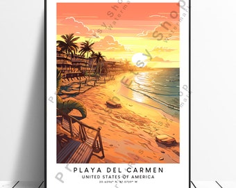 Playa del Carmen Print Wall Décor Playa del Carmen Poster Wall Hanging Playa del Carmen Art Minimalist Playa del Carmen Gift Art Home Décor