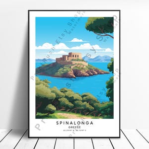 Spinalonga Island Travel Print Buntes Spinalonga Poster Spinalonga Print Minimalistische Spinalonga Griechenland Wand Kunst Home Decor Griechenland Print