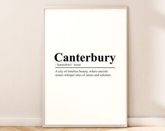 Canterbury Print Canterbury Poster Canterbury Wall Art Canterbury Wall Print Minimalist Canterbury Wall Décor Wall Hanging Canterbury Gift