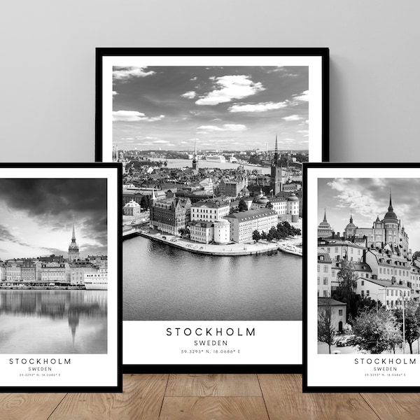 Stockholm City Print Stockholm Wall Art Black and White Stockholm Poster Stockholm City Print Minimalist Stockholm Art Stockholm Gift Art