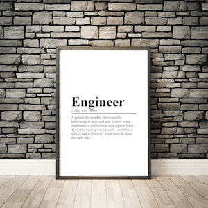 Engineer Definition Print Engineer Definition Wall Art Gift For Engineer Graduate Engineer Gift Engineer Poster Dictionary Art Print