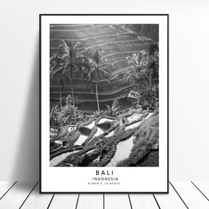 Bali Travel Print Bali Poster Bali Wall Art Tegallalang Rice Terrace Print Bali Home Décor Bali Art Print Black and White Bali Gif Print