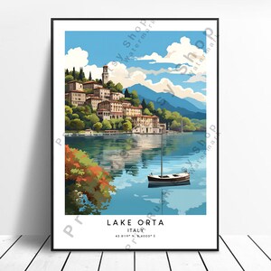 Lake Orta Travel Print Colourful Lake Orta Poster Lake Orta Italy Print Minimalist Lake Orta Wall Art Lake Orta  Art Print Gift Poster