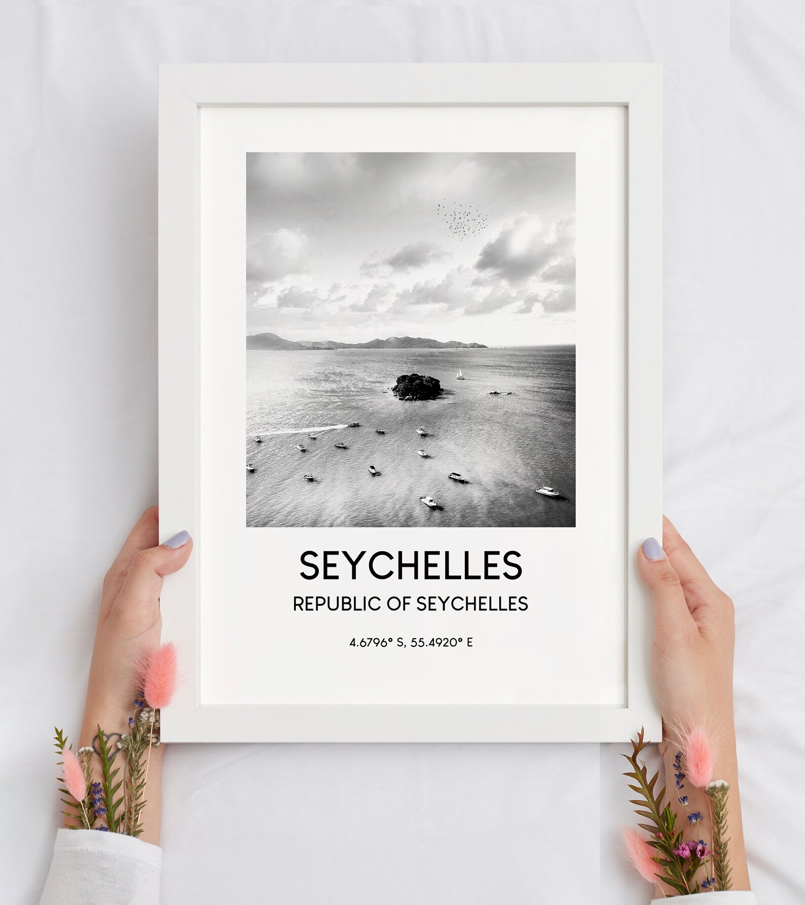 Seychellen Reise Druck schwarz und weiß Seychellen Poster ...