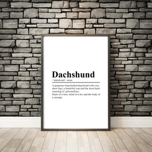 Dachshund Print Dachshund Definition Print Dachshund Wall Art Dachshund Dog Definition Poster Dictionary Print Dachshund  Quote Print