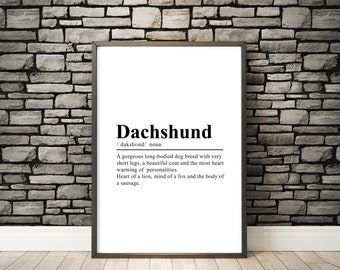 Dachshund Print Dachshund Definition Print Dachshund Wall Art Dachshund Dog Definition Poster Dictionary Print Dachshund  Quote Print